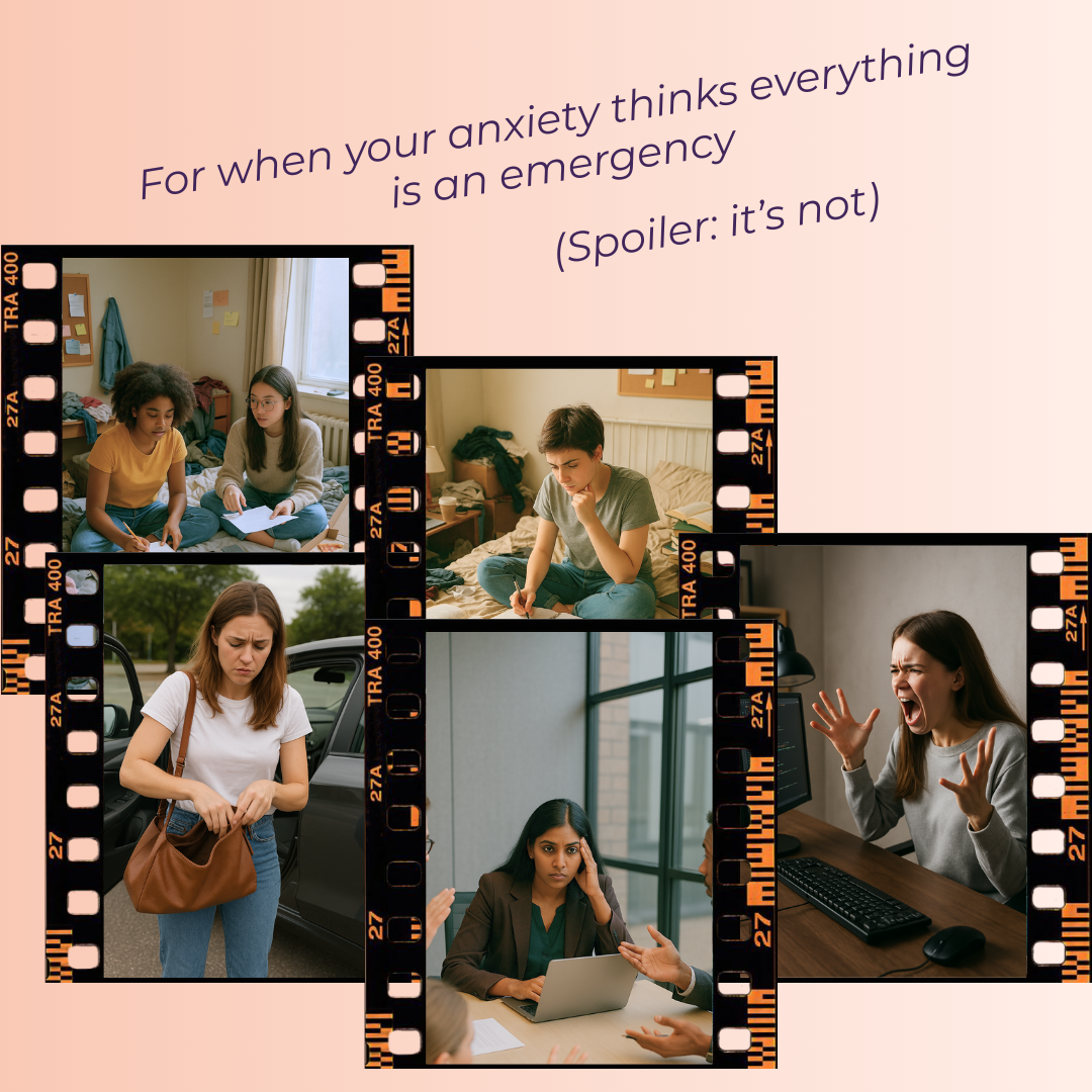 Collage of women under stress