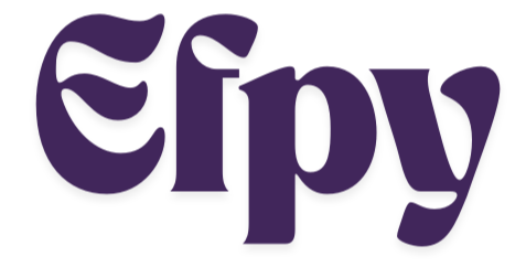 Purple 'elfy' logo on a white background