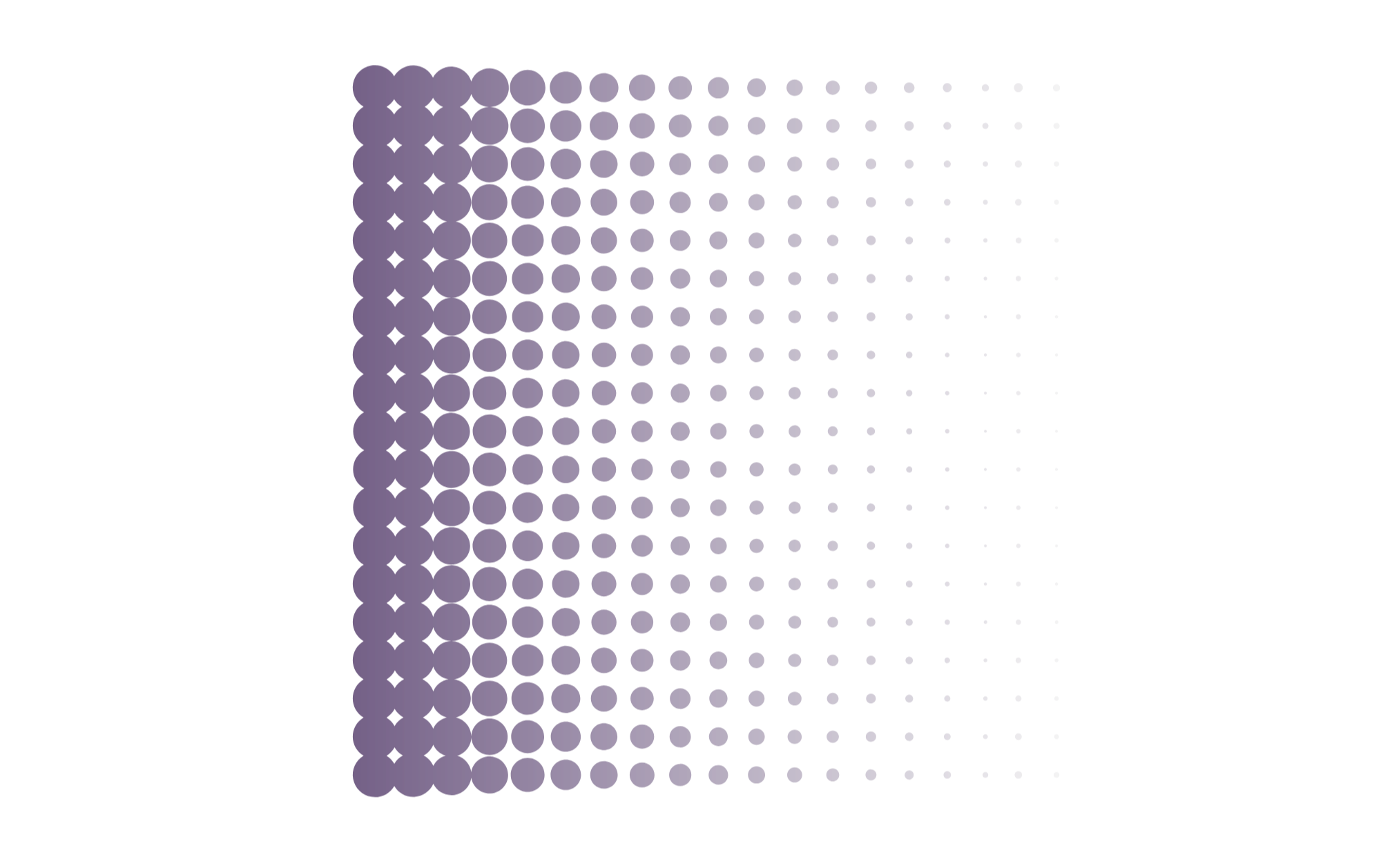 Gradient pattern of purple circles on a white background